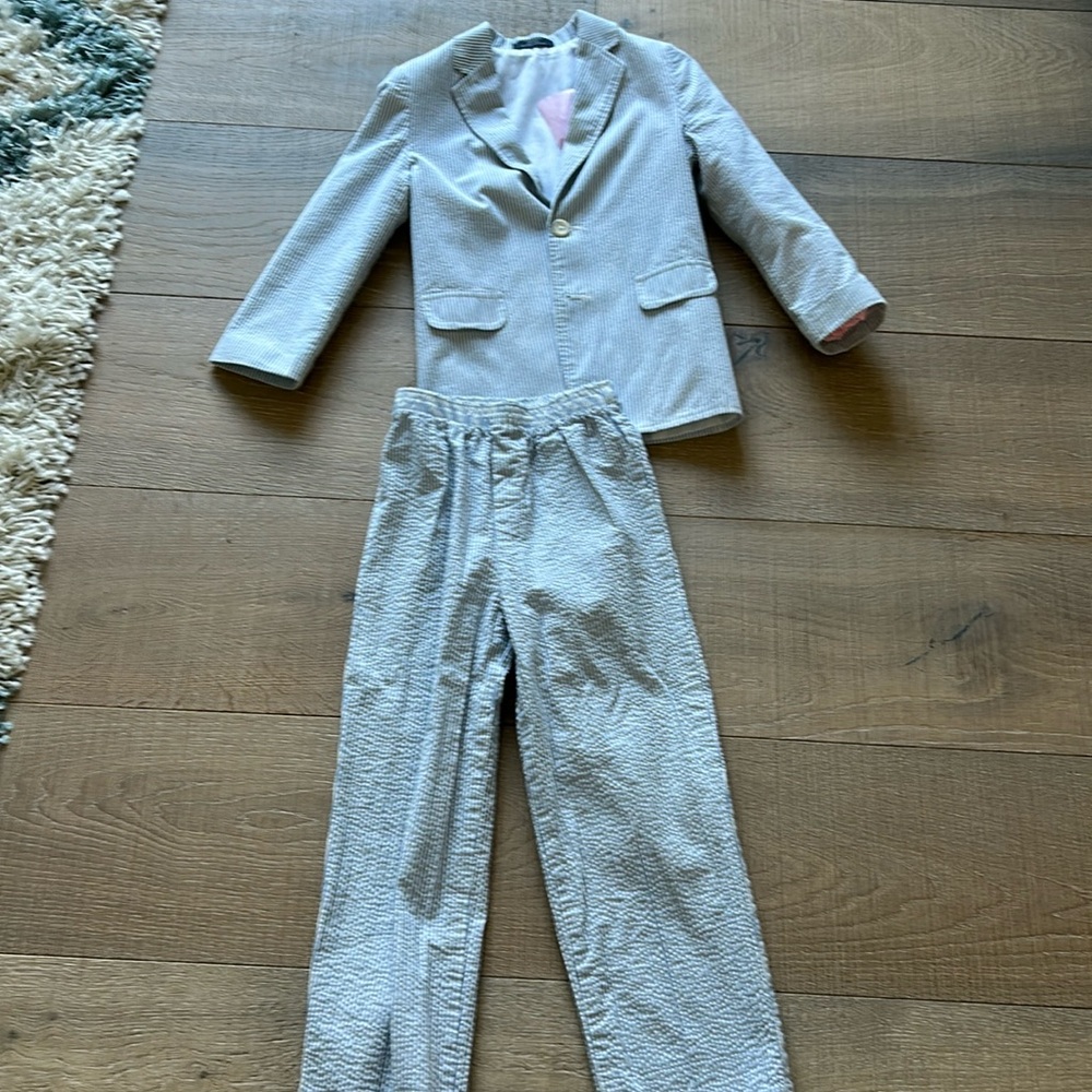 Boys seersucker blue suit